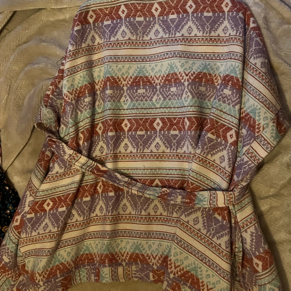 Multicolor Geometric Patterned poncho